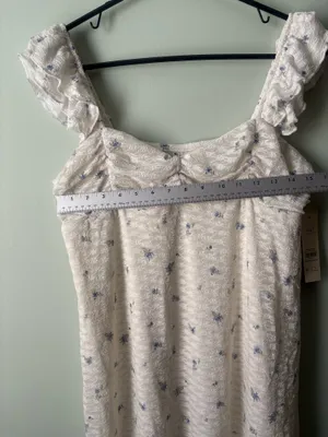 No Boundaries White Mini Dress with Blue Floral Print L 12-14 thumbnail 6