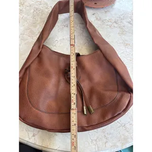 Brown Pebbled FAUX Leather Hobo Shoulder Bag With Dual Inside Pockets & Zipper thumbnail 5