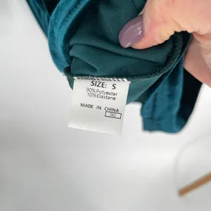 Unbranded Teal Green Velvet Puff Sleeve Wrap Tulip Mini Dress Small thumbnail 4