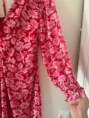 Julia Jordan NWT Pink Floral Chiffon Long Sleeve Mini Dress 14 Romantic Resort Office Party thumbnail 4