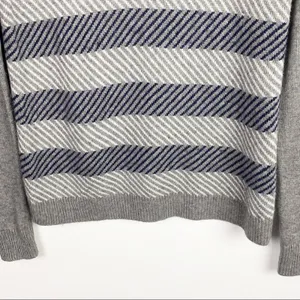 J. CREW FACTORY Gray Striped Merino Wool Blend Long Sleeves Sweater Small Preppy thumbnail 6