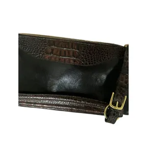 BRAHMIN Marcy Black Tuscan Croc Embossed Leather Brown Black‎ Handbag thumbnail 4