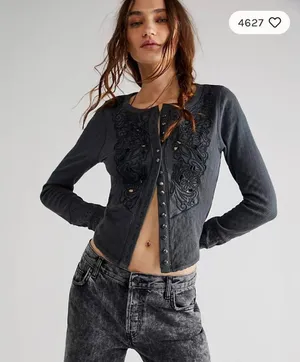 Free People NEW WITH TAGS Sidelines Embroidered Top thumbnail 1