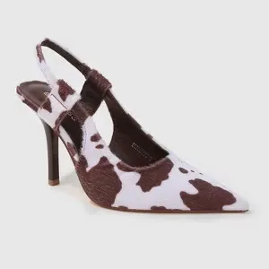 Berness Women's Euphemie Suede Slingback Stiletto Heels Cow Print thumbnail 2