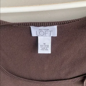 ❤️LOFT Chocolate Knit Top with Floral Details thumbnail 3