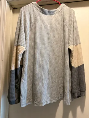 No tag blue waffle knit long sleeve shirt thumbnail 2