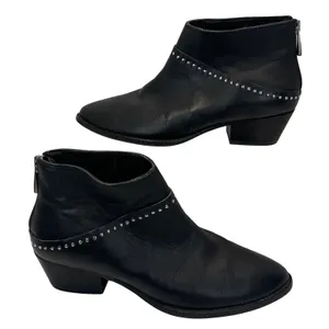 Thursday Boot Co Everyday Black Leather Studded Ankle Boots 6 Western Rocker‎ thumbnail 4