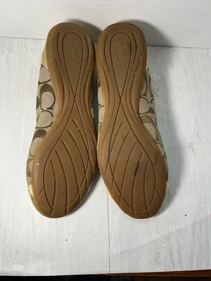 Coach Women's Brown Signature Canvas Ballet Flats with Gold Cap Toe thumbnail 5