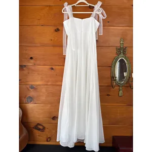 NWT Lulus Radiant Romance White Tie-Strap Maxi Dress Wedding Bride Classy Size S thumbnail 4