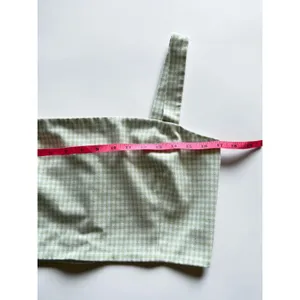 Wilfred Aritzia Gingham Cropped Tank Top Sage Green White‎ Button Back Cami 4 thumbnail 4