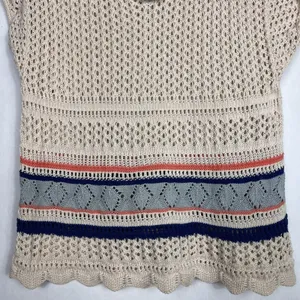 Sanctuary Swim Cover Up Womens Small Ivory Multi Boho Open Knit Crochet Top thumbnail 5