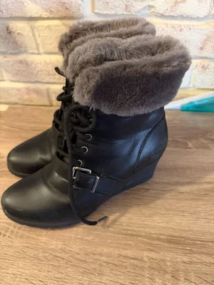 UGG Janney Waterproof Leather Wedge Lace-Up Ankle Boots, Black thumbnail 3