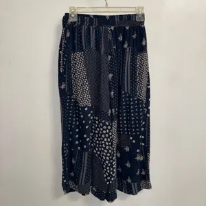 PRE-OWNED Pop England Blue Patchwork Culottes Wide Leg w/ Pockets Pants 1 thumbnail 3