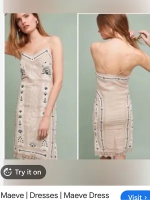 New With Tags Anthropologie Maeve Embroidered Slip Dress Sz M thumbnail 2