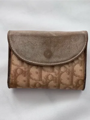 Vintage Christian Dior Oblique Trotter Bow Wallet Trifold Canvas Leather Beige thumbnail 3