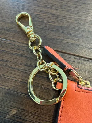 Ralph Lauren Full-grain Leather Key-ring Small Zip Card Case In Orange - C3-207 thumbnail 3