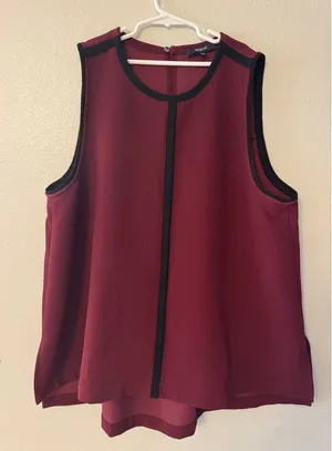 Madewell women's canal crepe tank top maroon size large thumbnail 1