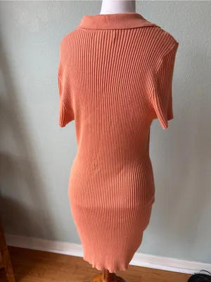 Abercrombie & Fitch Ribbed Elevated Knit Polo Dress Size Large thumbnail 5