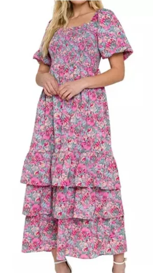 Free‎ the roses floral maxi ruffle dress sz L thumbnail 1