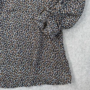 Ann Taylor Sheer Blouse Women's Large Black Geometric Print Long Sleeve V-Neck thumbnail 2