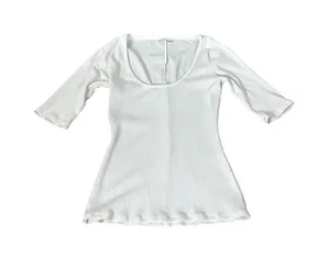 Reformation White Ribbed Scoop Neck Top Fitted Size Small Casual Clean Girl thumbnail 1