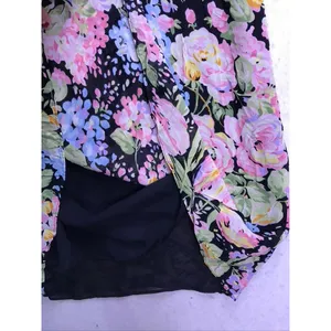 Jones New York Sport Skirt Women 8 Black Floral Rayon Midi Casual thumbnail 6