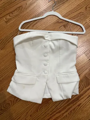 Princess Polly Ivory Strapless Corset Top with Button Closure US4 thumbnail 2