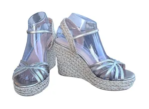 MIA Silver Metallic Espadrille Wedge Platform Sandals Womens 8M bohemian thumbnail 1