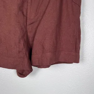 House Of Harlow Women's Linen Blend Shorts Brown Sz L thumbnail 3