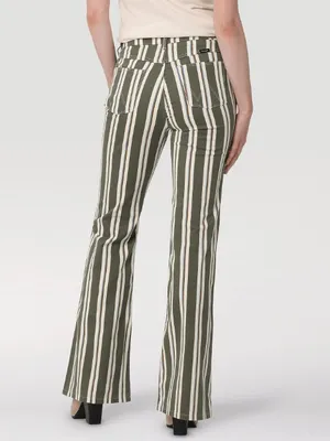 Wrangler NWT Fierce Moss Green Striped Flare Western Cowgirl‎ Boho Pants thumbnail 3