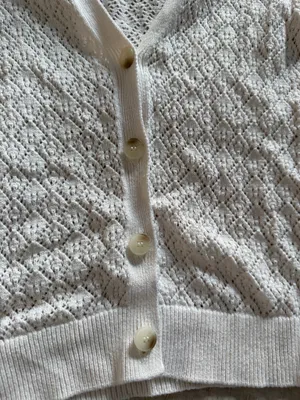 Loft White short sleeve knit button up top thumbnail 6