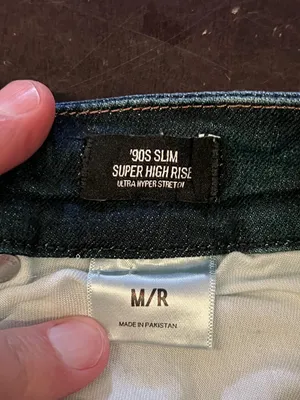 Express 90s Slim Super High Rise Jeans Womens M Dark Wash Ultra Stretch Denim thumbnail 8