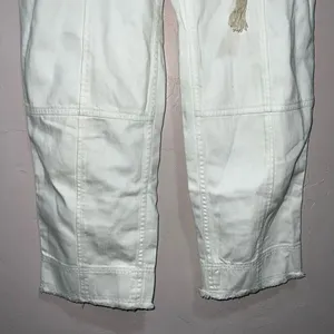 ANTHROPOLOGIE White Canvas Denim High Rise Belted Straight Crop Jeans 25 thumbnail 4