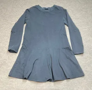 Monrow Womens Blue Grey Cotton French Terry Long Sleeve Drop‎ Waist Dress Sz L thumbnail 1
