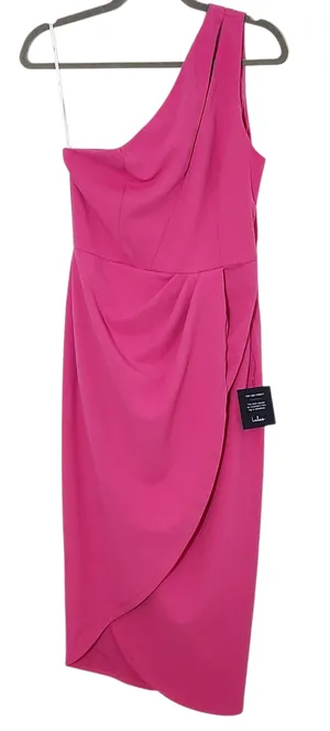 Lulus Pink One Shoulder Cocktail Dress NWT Size Medium Pink Wedding Guest Dress thumbnail 1