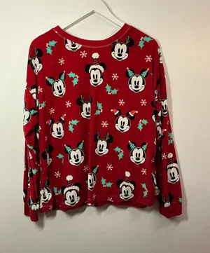Disney Red Mickey Mouse Christmas Holiday Long Sleeve Pajama Top Size XL thumbnail 1
