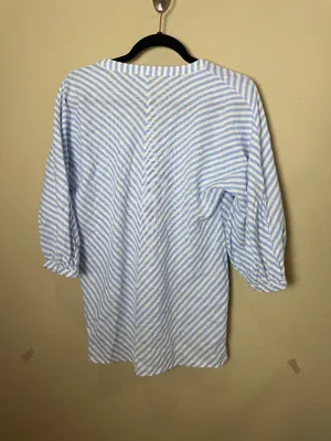 Nordstrom CASLON Blue & White Stripe Balloon Sleeve Blouse Top Size Medium thumbnail 5