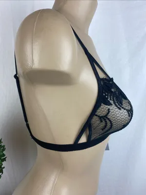 Fredericks Of Hollywood Black Sheer Unlined Wire Free Lace Bralette NEW M thumbnail 2