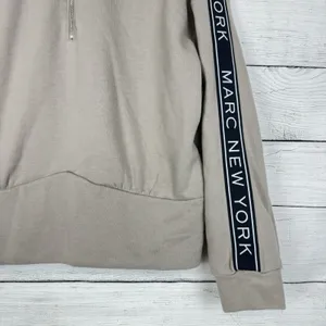 Marc New York Beige Logo Quarter Zip Crop Activewear‎ Sweatshirt Size XL Casual thumbnail 3