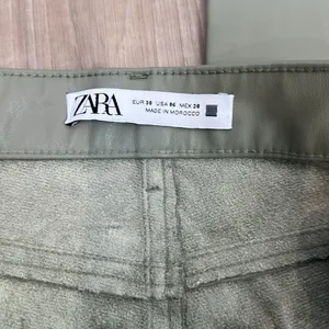 Zara faux leather sage high waisted pants size medium thumbnail 4