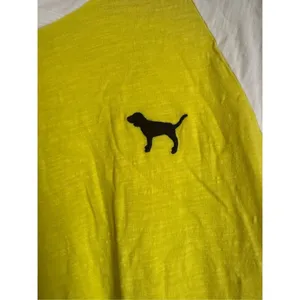 PINK Victoria's Secret 100% Cotton Womens Yellow Logo Campus Shirt sz L Everyday thumbnail 3