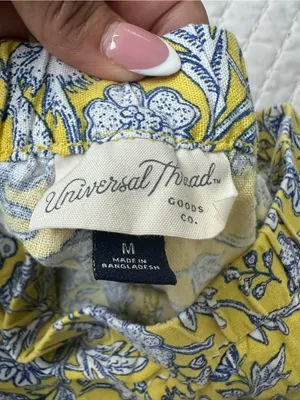 Universal Threads Waistband Yellow Floral High-Rise Pull-On Shorts Summer Size M thumbnail 6