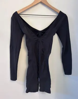 Skims seamless sculpt long sleeve low back mid thigh bodysuit onyx Large NWOT thumbnail 4