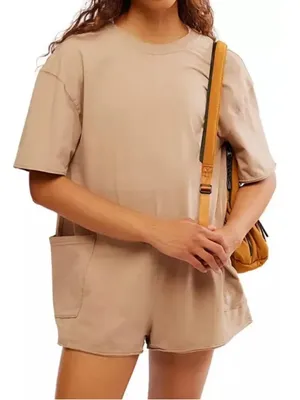 Free People hot shot romper Tan Off-Shoulder Swim Cover-Up NEW small thumbnail 2