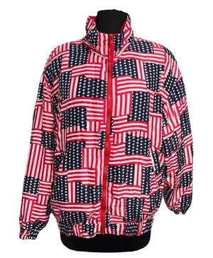 Vintage Lavon American Flag Silk Windbreaker Jacket size Medium thumbnail 1