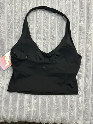 JoyLab Black Halter Crop Top thumbnail 4