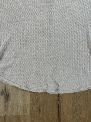 Cream V Neck Waffle Knit Long Sleeve Top thumbnail 3