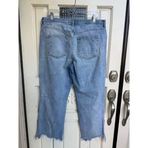 We The Free Free People Jeans Light Wash Straight Leg Raw Hem Button Fly Size 31 thumbnail 7