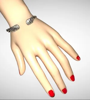Beautiful silver angel wings bracelet with rhinestone incrusted design! thumbnail 5