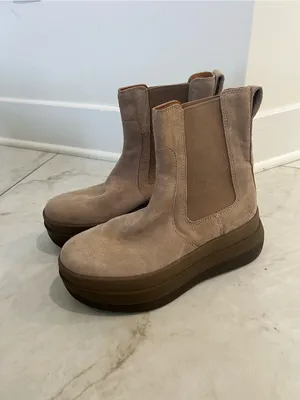 Fitflop Taupe F-MODE Stack Suede Chelsea Boots Size 9 US $200 thumbnail 2